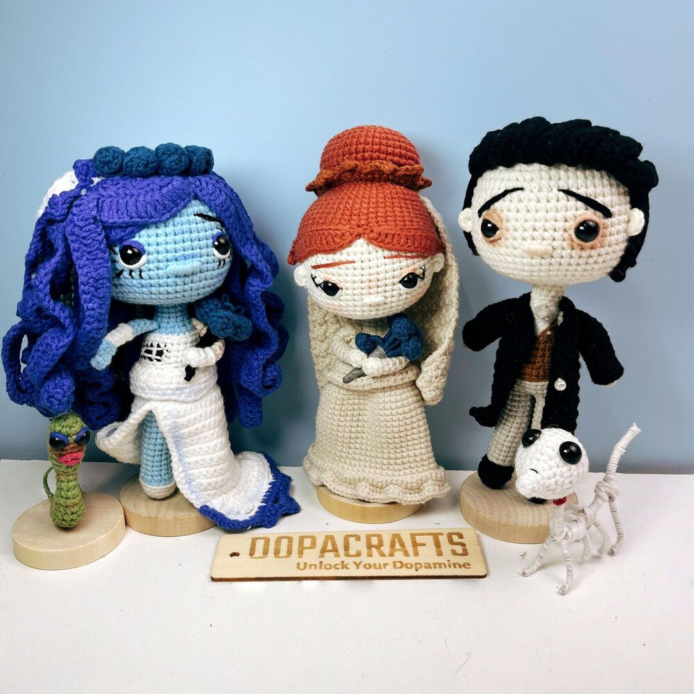 Corpse Bride Crochet Doll Set | Tim Burton Emily Victoria Victor Halloween Gift